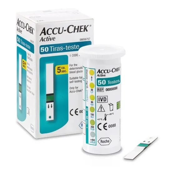 Caja De Tirillas Accu Chek Active Con 50 Unidades Color Verde