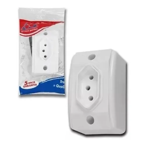 Kit 02 Tomada Sobrepor Branco 2p+t 10a 250v Perlex