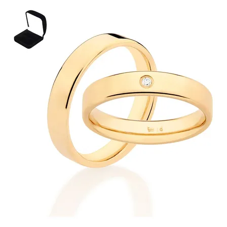 Par De Aliança Lisa 4mm Banhada A Ouro 513464 Rommanel