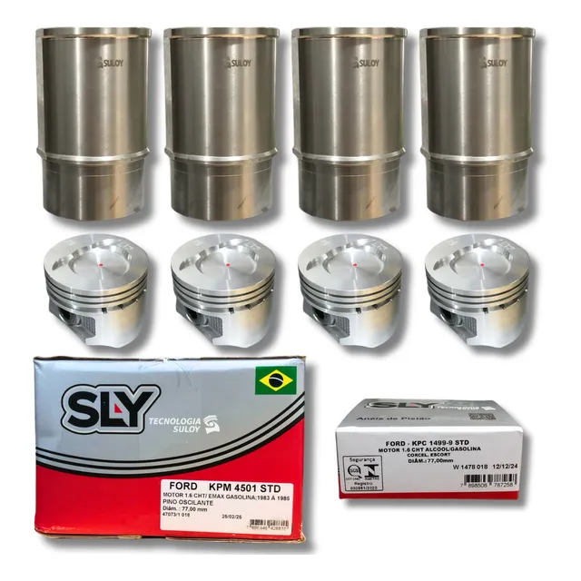 Kit Motor Pistão Aneis Camisa Ford Cht 1.6 8v Gasolina Suloy