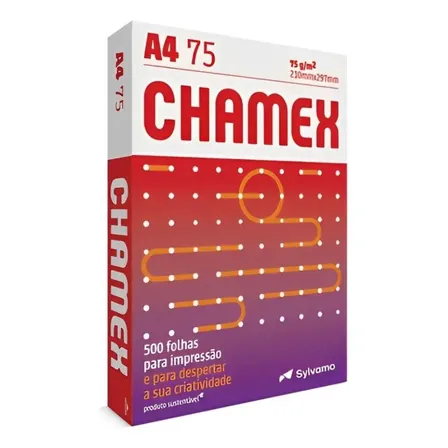 Papel A4 Chamex Resma 500 Folhas 75g 210mmx297mm Branco