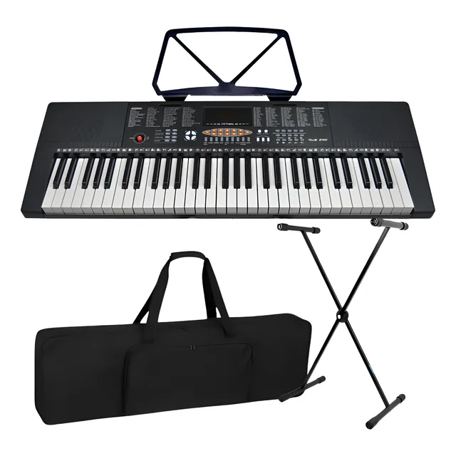 Kit Teclado Musical Estudante Iniciante 5/8 + Capa Suporte