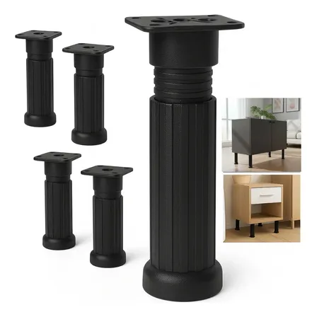 5 Pés Branco Armário Pezinho Cozinha Pia Plastico 17 A 24cm Preto