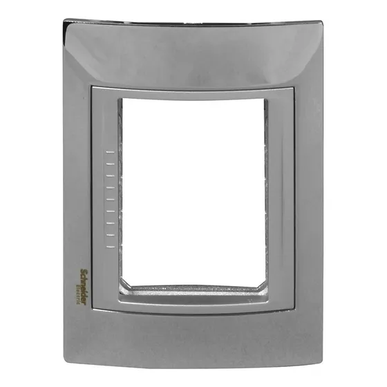 Placa De 3 Módulos Metálica Cromo Brillante 2 Pack Ehp