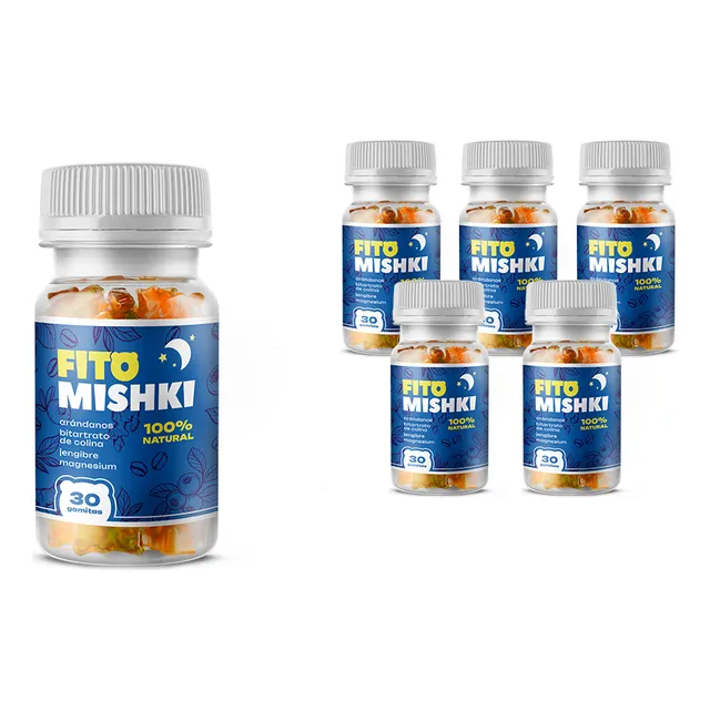 Pack 6  Frascos Fito Mishki Noche Gomitas Para Dormir