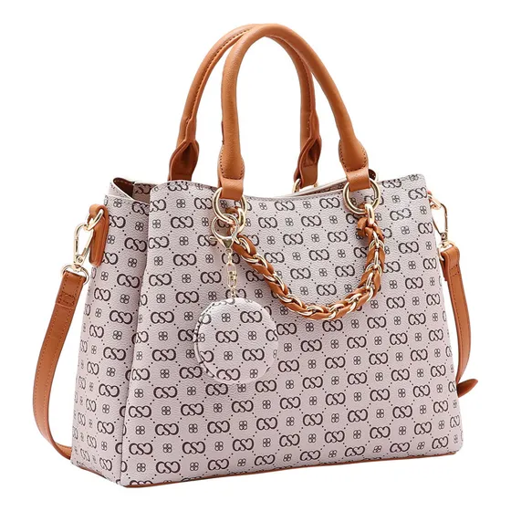 Bolsa Social Feminina Grande Com Repartição Com Zíper Acambamento Dos Ferragens Ouro Cor Bege Cáqui Luxo Correia De Ombro Preto Desenho Do Tecido Liso