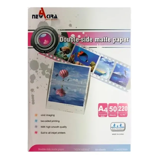 RESMA PAPEL FOTO MATTE BIFAZ 220G A4 AKIRA 50 HOJAS