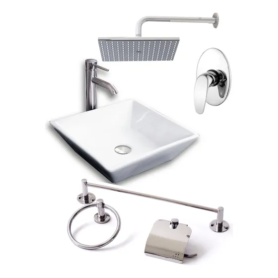 Esatto® Megakit 2 Paquete Lavabo Llave Regadera Accesorios