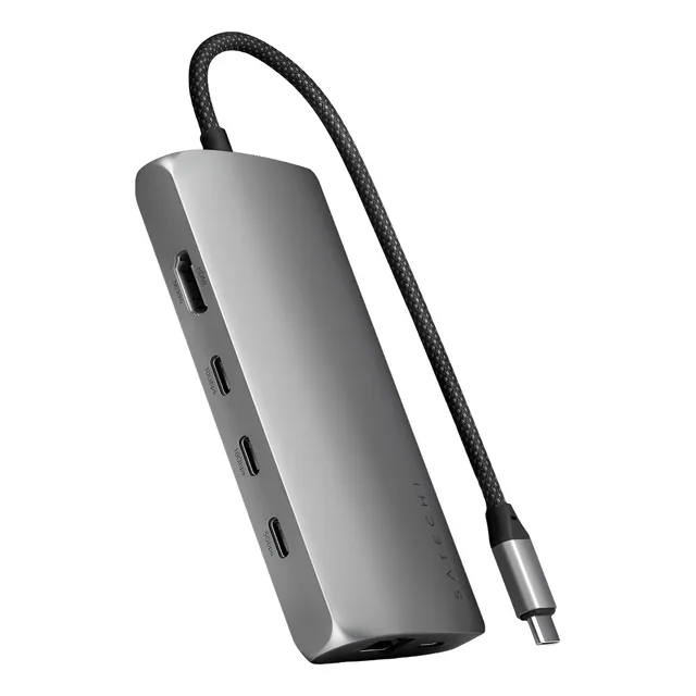 Hub Adaptador 8 En1 Satechi Usb-c A Hdmi 8k 30hz Ethernet Color Gris