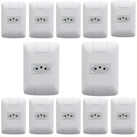 Kit 12 Tomada Simples Aria 10a 250v 1p 4x2 Tramontina Branco