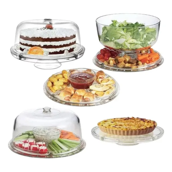 Boleira 5 Em 1 Com Suporte Tampa Base Saladeira Petisqueira