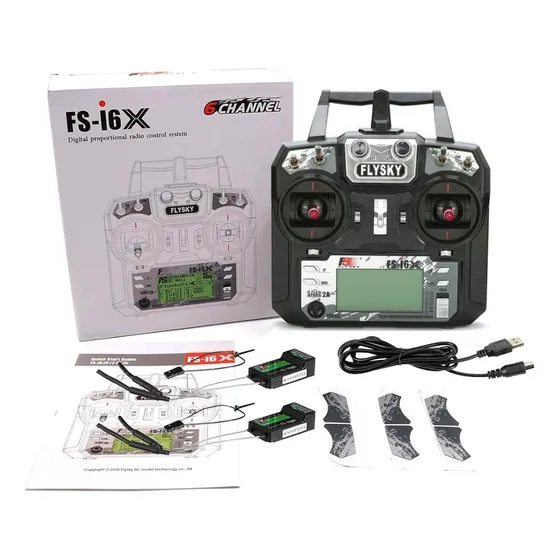 Kit Rádio Flysky Fs-i6x 2.4ghz 10 Ch C/ 2 Receptores Fs-ia6b