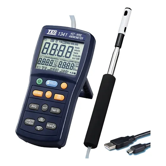 Anemómetro Digital Higrometro Tes-1341 Hilo Caliente Preciso