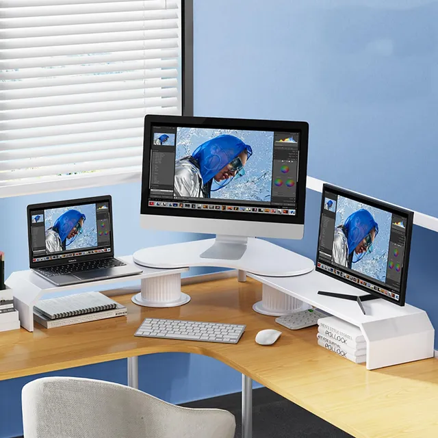 Soporte Monitor Esquinero Hierro Para 3 Escritorio Trabajo