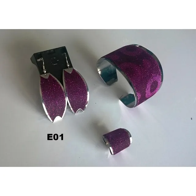 Set Pulsera Anillo Y Zarcillos 3 Pcs En Acero Inox Mujer