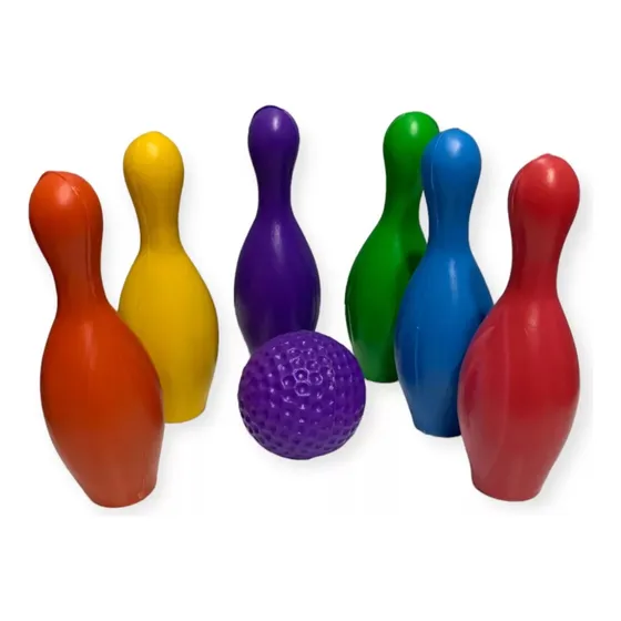 Set Juego Bowling Plástico 6 Pinos Y 2 Pelotas / Jumbo 37cms