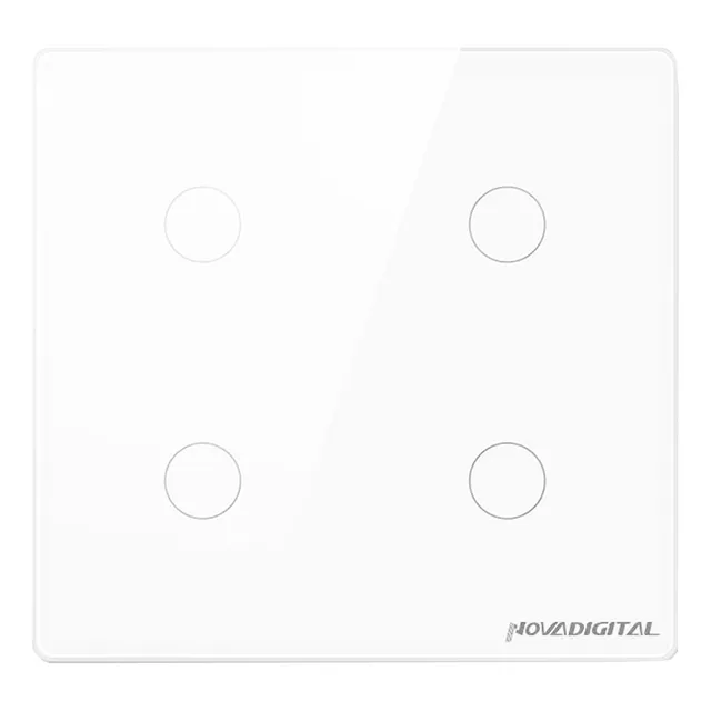 Interruptor Inteligente Zigbee NovaDigital 4 Teclas Botões Touch 4x4 Tuya Smart Life Alexa Google Branco