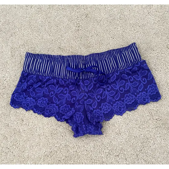 Short La Senza Encaje Lenceria Talla Xs Azul Pijama Sexy