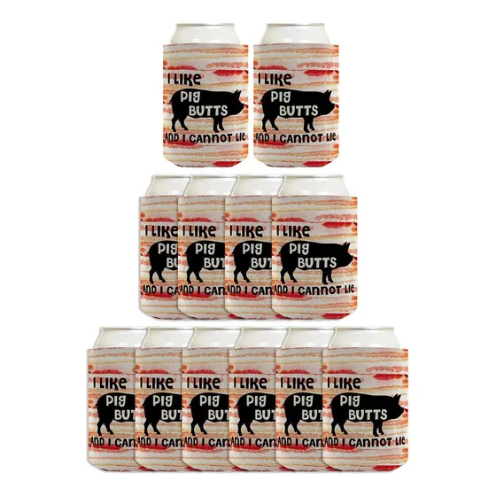 Beer Coolie I Like Pig Butts Bacon Lover Bbq Grill Meat Chef