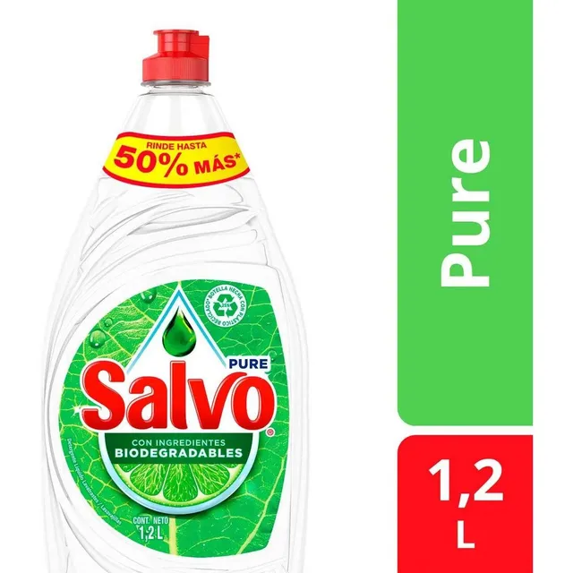 Lavatrastes Líquido Salvo Pure Biodegradable 1.2L