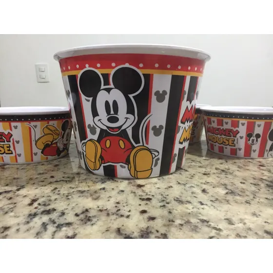 Combo De 1 Bowl Y 4 Tazones De Mickey Mouse. Plato Cotufas