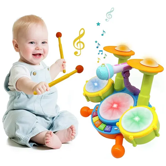 Bateria Infantil Bateria Infantil Com Baquetas E Microfone