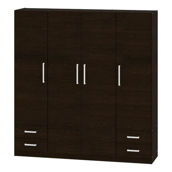 Placard Ropero Mueble Dormitorio Cuarto 4 Puertas 180 Cm X 180 Cm 6 Estantes 4 Cajones Guarda Ropa Perchero Color Marron Wengue