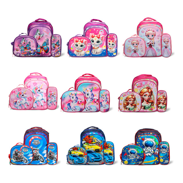 Kit Mochila Infantil 3 Pçs Com Lancheira E Estojo Desenho 3d Kit Mochila Infantil 3 Pçs Com Lancheira E Estojo Desenho 3d