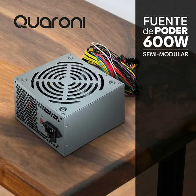 Quaroni QPSU-02 fuente de poder estándar 600w metálico conexión 20+4 pines