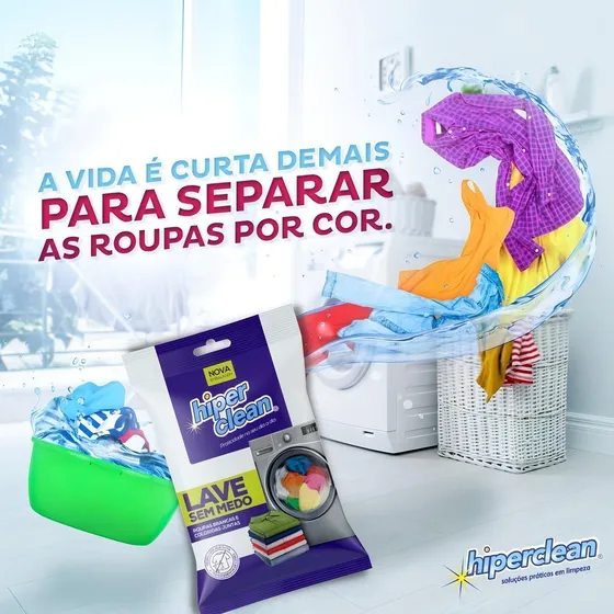 Lave Sem Medo Hiperclean Lenços Anti Manchas Roupa Colorida