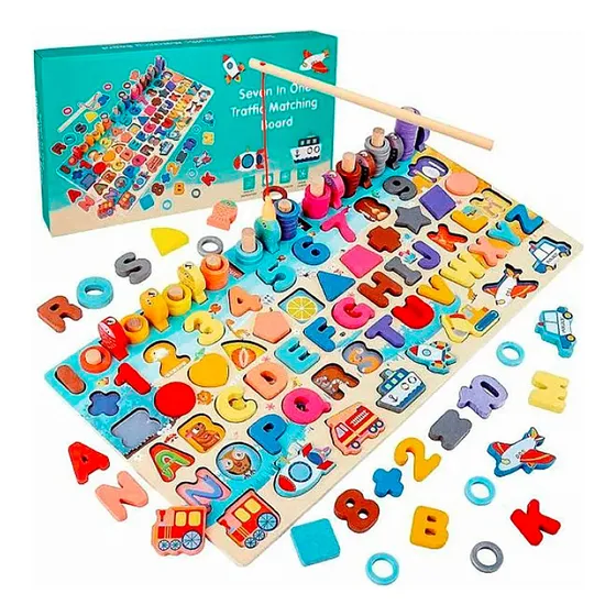 Tablero Didáctico Madera Montessori 7 En 1 Niños 135 Piezas