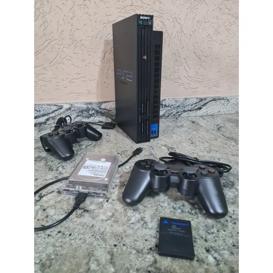 Playstation 2 Fat C/ Hd Configurado Lotado De Jogos Ps2 Fat Com Hd Cheio De Conteudo! Black