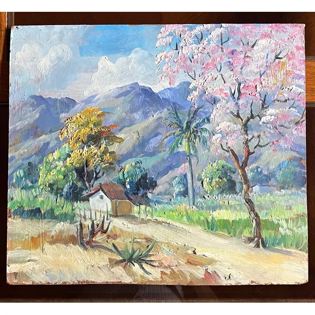 Obra Al Óleo Sobre Masonite Casa Rural Apamate 40x35