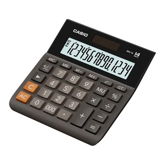 Calculadora 14 Dígitos Mh-14 Casio Negra Serie Wide