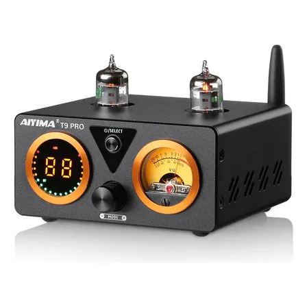 Amplificador Valvulado Aiyima T9 Pro Stereo Bluetooth Preto 200 W 24v