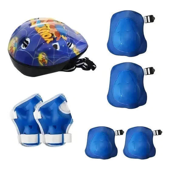 Kit de protección infantil Rad7 para bicicleta, patín, patín, color azul