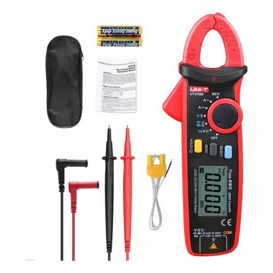 Uni-t UT210D Pinza Amperimétrica Multímetro Temperatura Nvc，TRMS，frecuencia, temperatura, capacitancia，Pitido On-Off