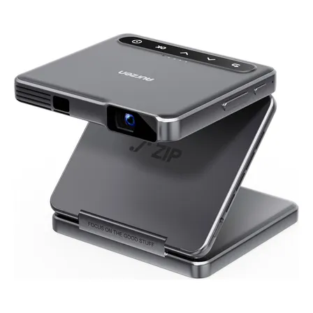 Mini Portable Aurzen Zip Tri-fold Dlp Projector, Pocket Size, Automatic Enfoque Sin Retraso, Screen Duplication, Rapid Type-c, Battery 5000mah, Grey Gris Oscuro