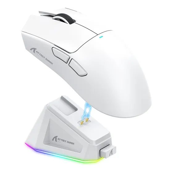 Mouse Para Jogos Attack Shark X11 Paw3311 Rgb Charger Cor Branco