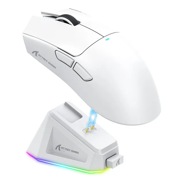 Attack Shark X11 Mouse Paw3311 Ratón Juegos Base Carga Rgb Blanco