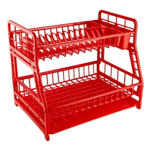 Escurridor Basa De Dos Niveles Para Tu Cocina Color Rojo