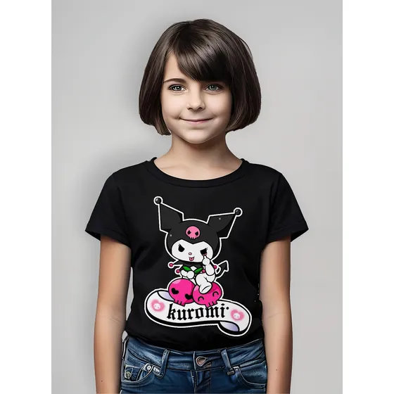 Polera De Niña Kuromi Estampada En Dtf Senshi