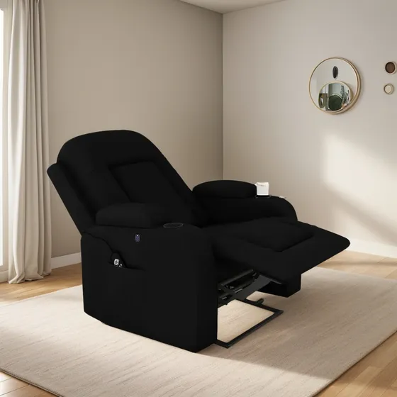 Cadeira Austin Reclinável Base Fixa Power Elétrico Pu Preto
