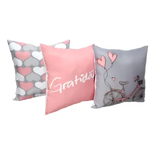 Kit 3 Capas De Almofada Personalizada Decorativa Quarto/sala Kit 3 Capas De Almofada Personalizada Decorativa Quarto/sala