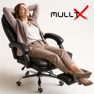 Cadeira De Escritório Presidente Com Apoio Para Os Pés Cor Preto Material Do Estofamento Couro Sintético Mulltx Cor Preto Cadeira De Escritório Presidente Com Apoio Para Os Pés Cor Preto Material Do Estofamento Couro Sintético Mulltx Cor Preto