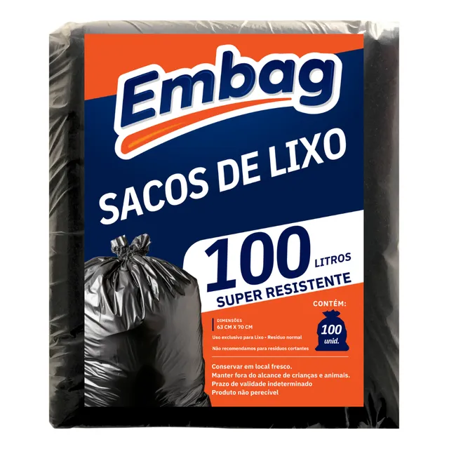 Saco De Lixo 100 Litros Super Resistente  100 Unidades 