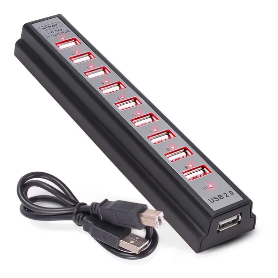 Hub Usb 2.0 Adaptador 10 Portas Pc Extensão Com Fonte Bivolt