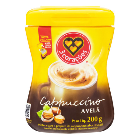 Cappuccino Avelã 3 Corações Pote 200g Cappuccino Avelã 3 Corações Pote 200g