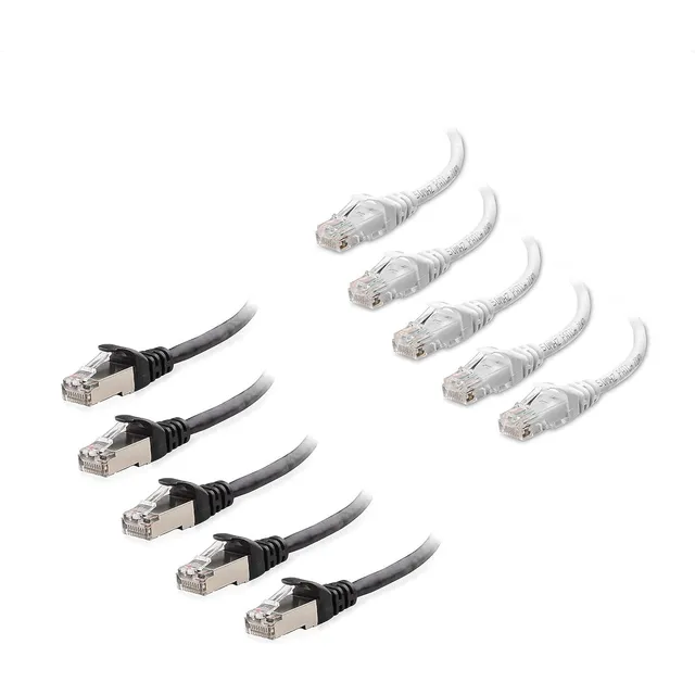 Paquete De 5 Cables Ethernet Cat6 Cortos Sin Enganches En Bl