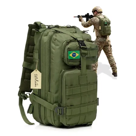 Mochila Tática Militar Bolsa Resistente 30 Litros Super Reforçada Impermeável Bandeira Brasil Brinde Utilizzei
